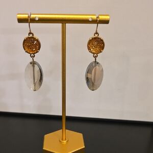 Elegant Gold and Sparkle Dangle Earrings